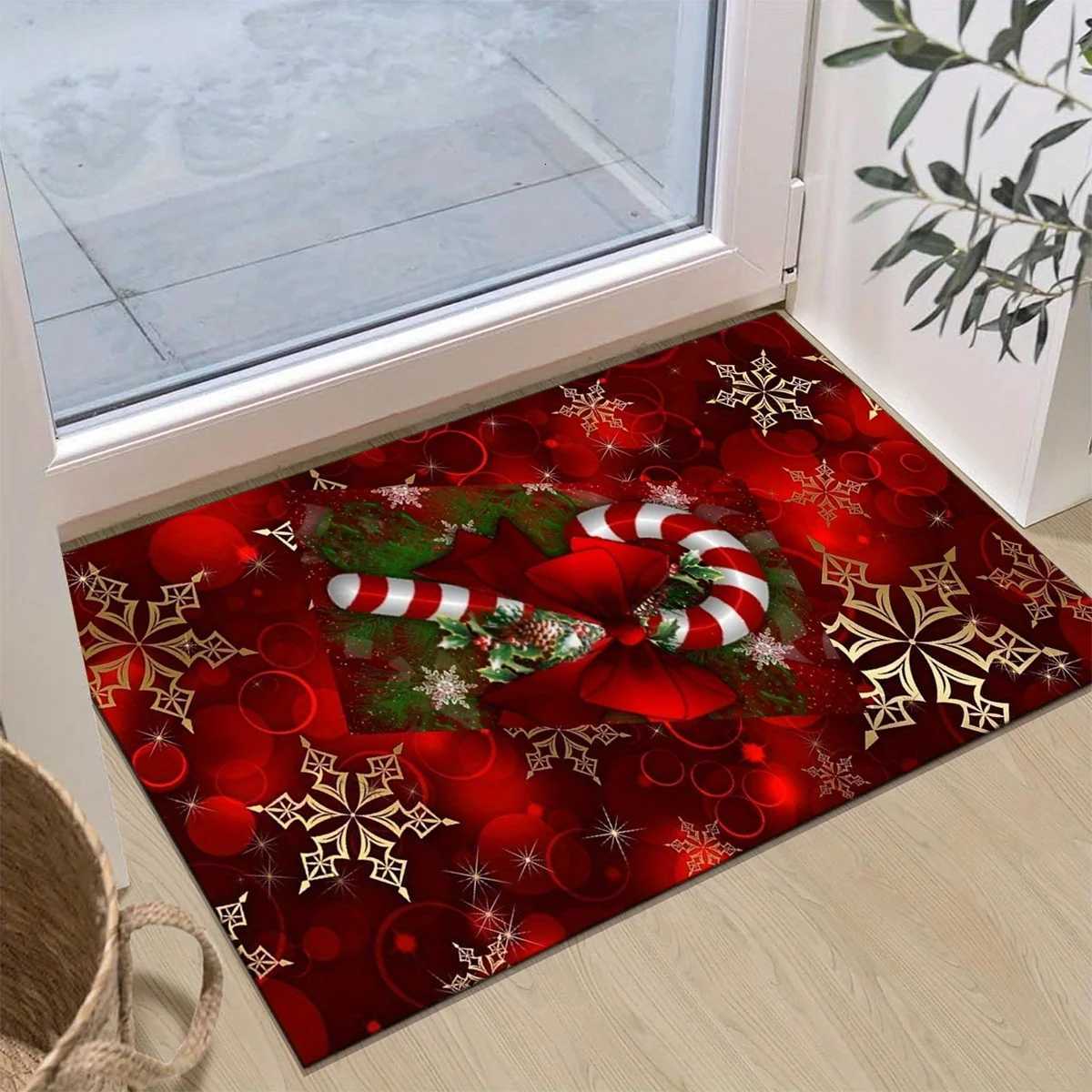 Candy Cane Print Area Rug - For Outdoor Patio Garden Yard Living Room Bedroom Hallway Kitchen Christmas Home DecorM251117