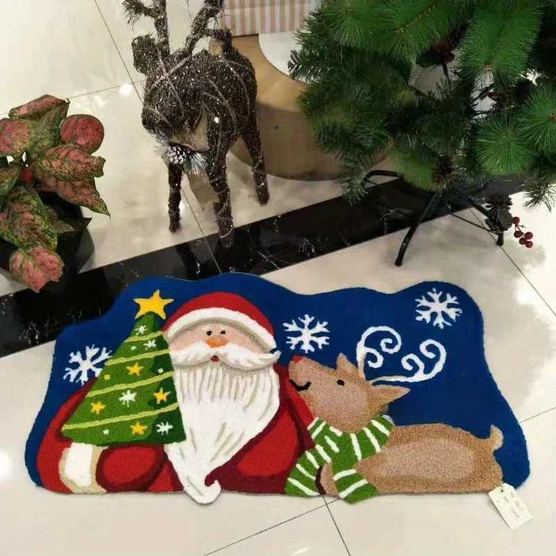 VIKAMA Christmas Carpet Special-Shaped Carpet Tree Carpet Soft Living Room Carpet Rug For Bedroom Doormat Bathroom Mat Home DecoM251117