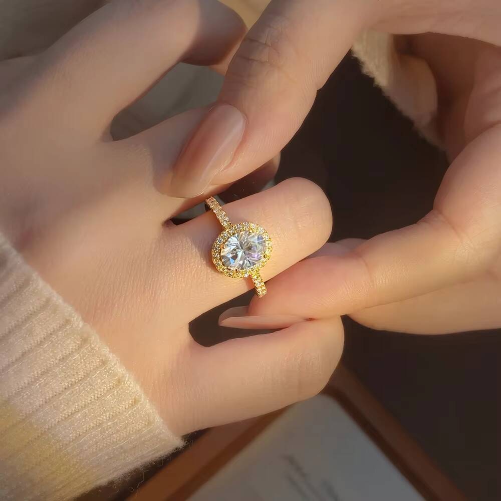 Classic Oval Moissanite Engagement Ring 925 Sterling Silver VVS Vintage Moissanite Engagement Ring Oval Cut Rings for Women