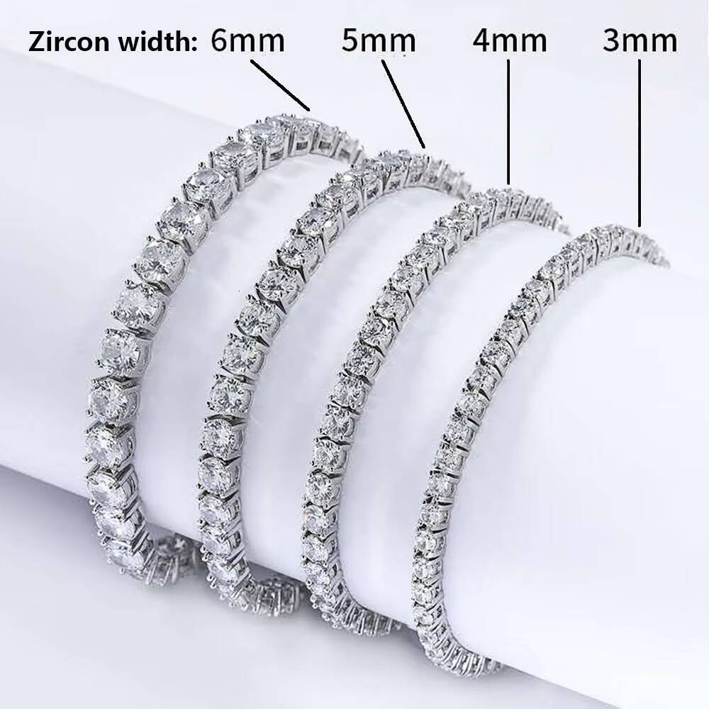 Moissanite Hip Hop Fine Jewelry Snap Clasp Mens Tennis Bracelet Iced Out Diamond Bracelets with Cubic Zirconia