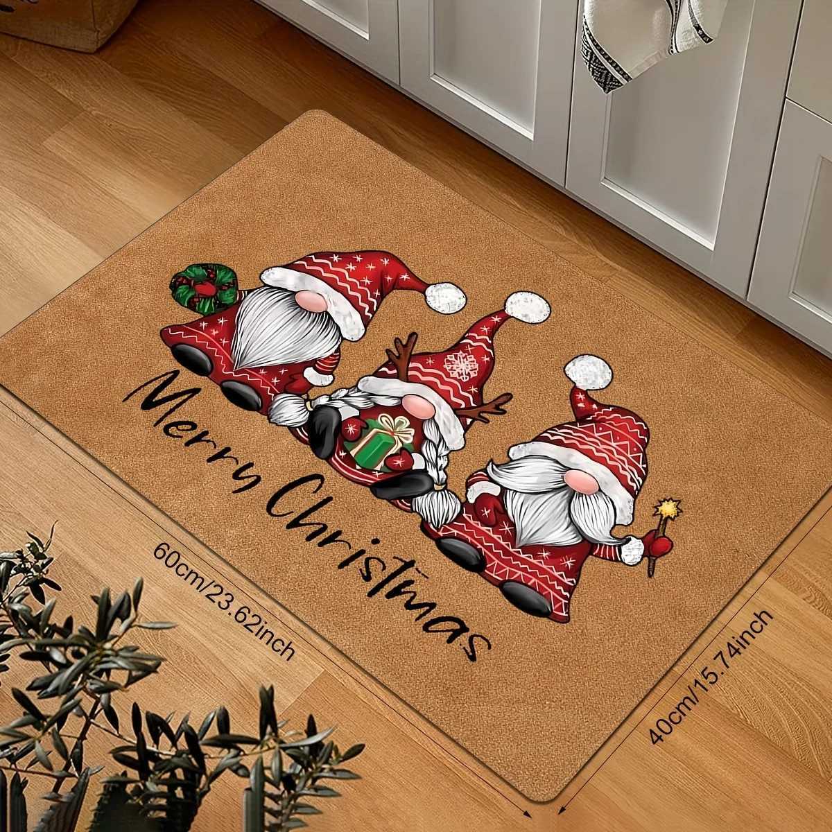 Vikama Christmas Carpet Doormat Orange Santa Claus Welcome Mat Winter Warm Floor Mat Rug For BedroomHome DecorationM251117