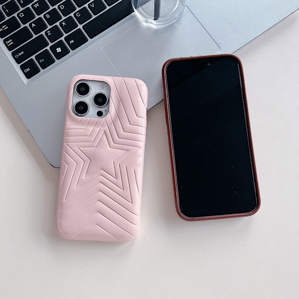 Line Five-Pointed Star Phone Case Compatible with iPhone 16/15 Pro Simple Solid Color Protective Cover iPhone 14 Cartoon