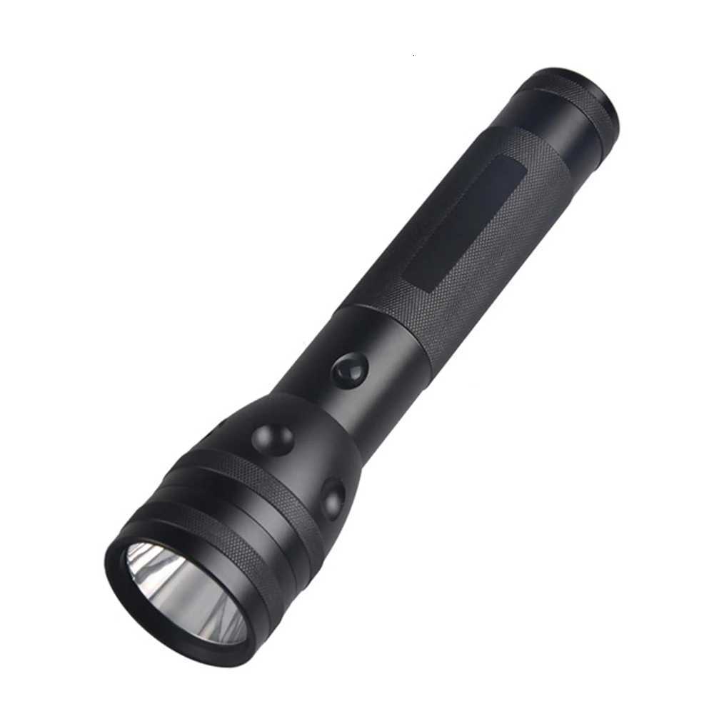 Powerful 10W LED Flashlight 3-Mode Hard Light Black Flashlight With Holster High Power LED Heavy-duty 2 Cell D Battery M251117