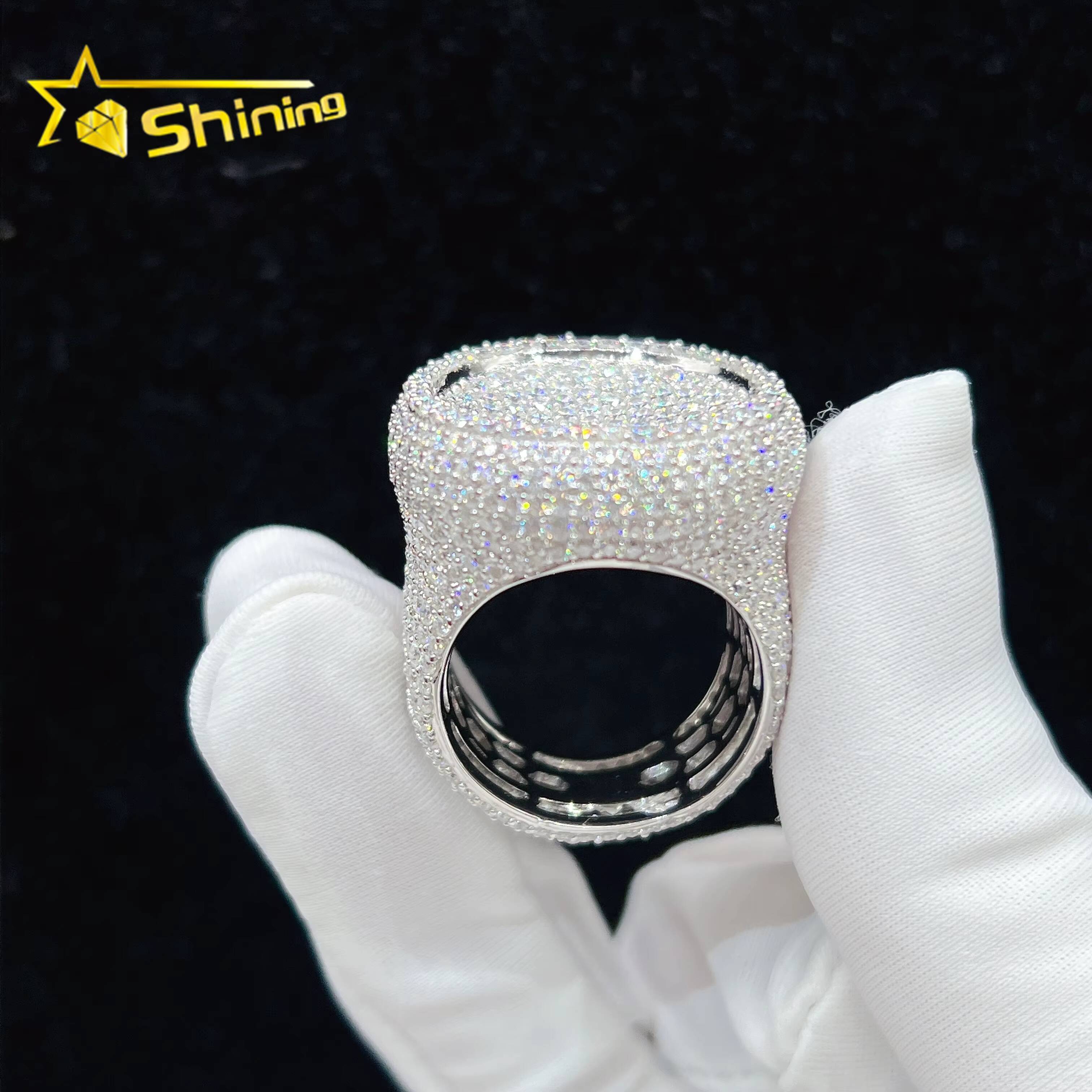 Ready to Ship Vvs Moissanite Diamond 925 Sterling Silver Hip Hop Luxury Iced Out Ring