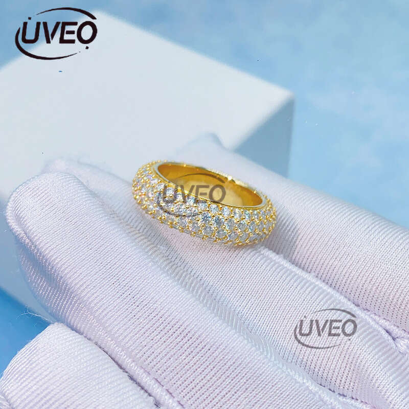 Moissanite Ring 925 VVS Gold Iced Out Jewelry Hip Hop Pass Dias Tester Women Sterling Silver Mens Fashion