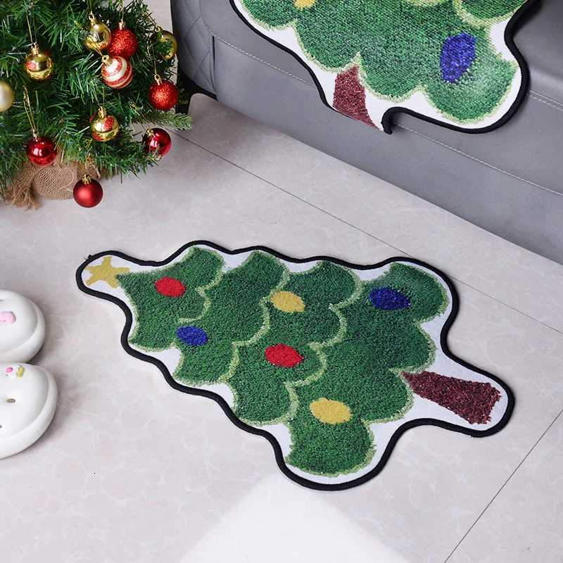 Christmas Tree Shaped Floor Mat Entrance Door Bedroom Bath Toilet Anti Slip Mat Carpet 2025 New Year Home Decoration NavidadM251117