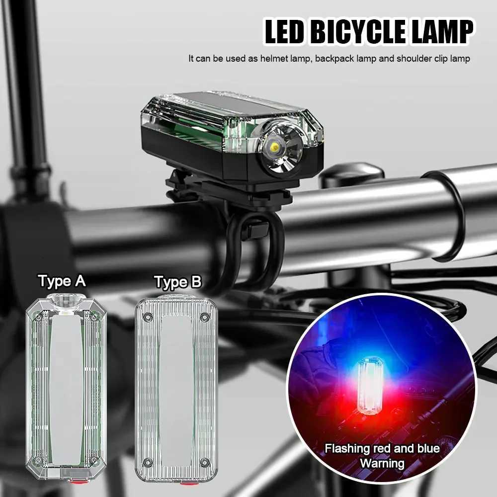Bicycle LED Light USB Rechargeable Cycling Taillight Helmet Lamp Shoulder Clip Red Blue Warning Flashlight For Camping Running M251117