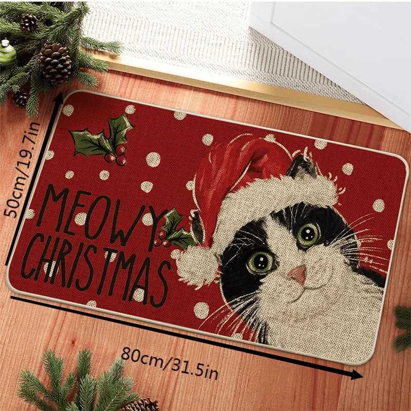 VIKAMA Christmas Carpet Santa Claus Pattern Doormat Festive Mat Living Room Bedroom Rug Welcome Mat Outdoor Carpet DecorativeM251117