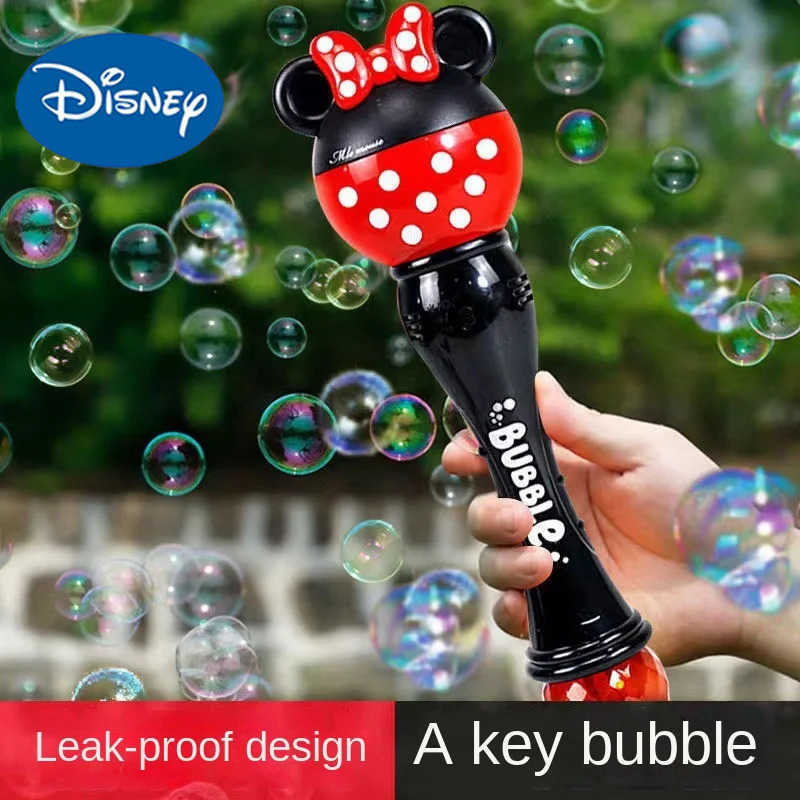 Disney toy Mickey cartoon new bubble machine boy and girl magic wand toy new Mickey Mouse Minnie electric soap bubble childrens gift Y2504017