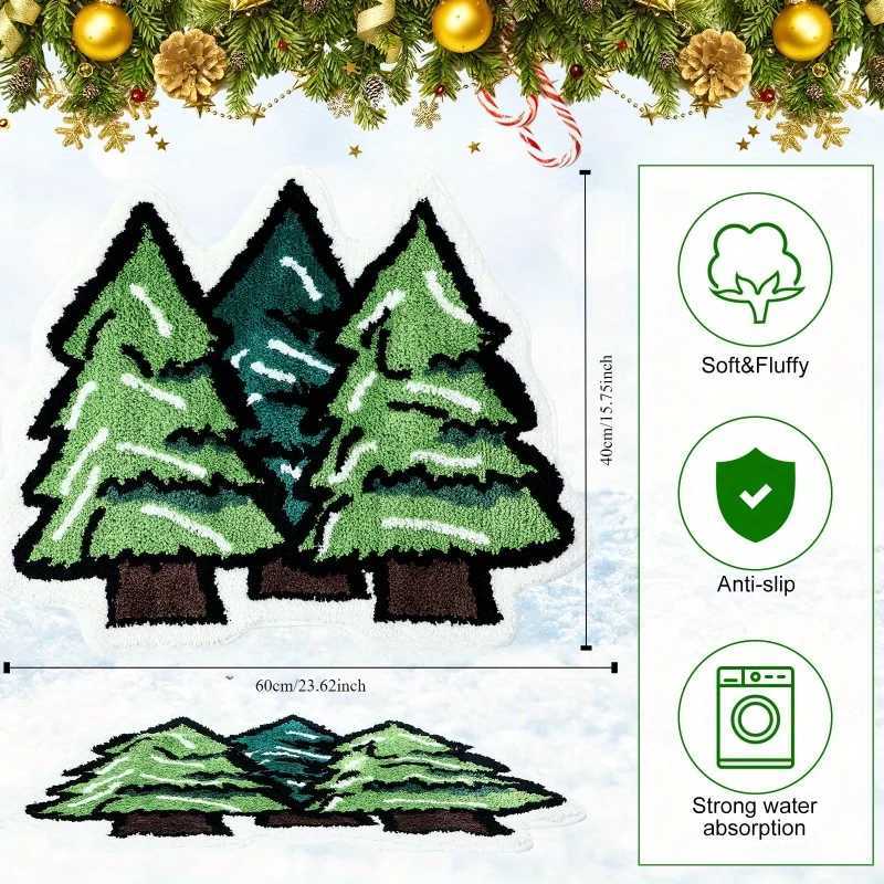 VIKAMA Christmas Carpet Special-Shaped Carpet Tree Carpet Soft Living Room Carpet Rug For Bedroom Doormat Bathroom Mat Home DecoM251117