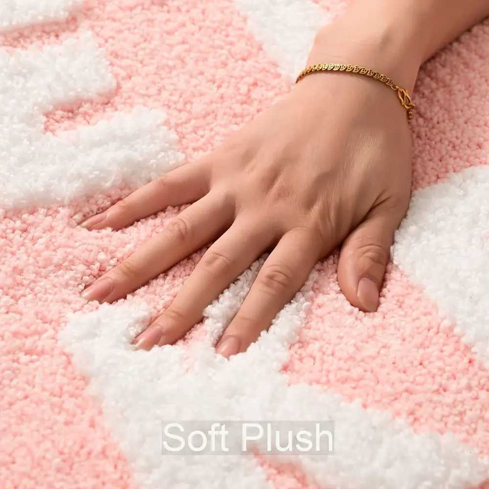Pink and White Bath Mat Cute Non Slip Get Naked Bathroom Rugs Machine Washable Super Absorbent Floor Carpet Tub Shower BedroomM251117