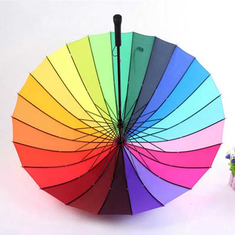 JPZYLFKZL 24K New Long-handle Rainbow Umbrella 2-3 People Car Luxury Large Windproof Straight Umbrella Corporation C251117