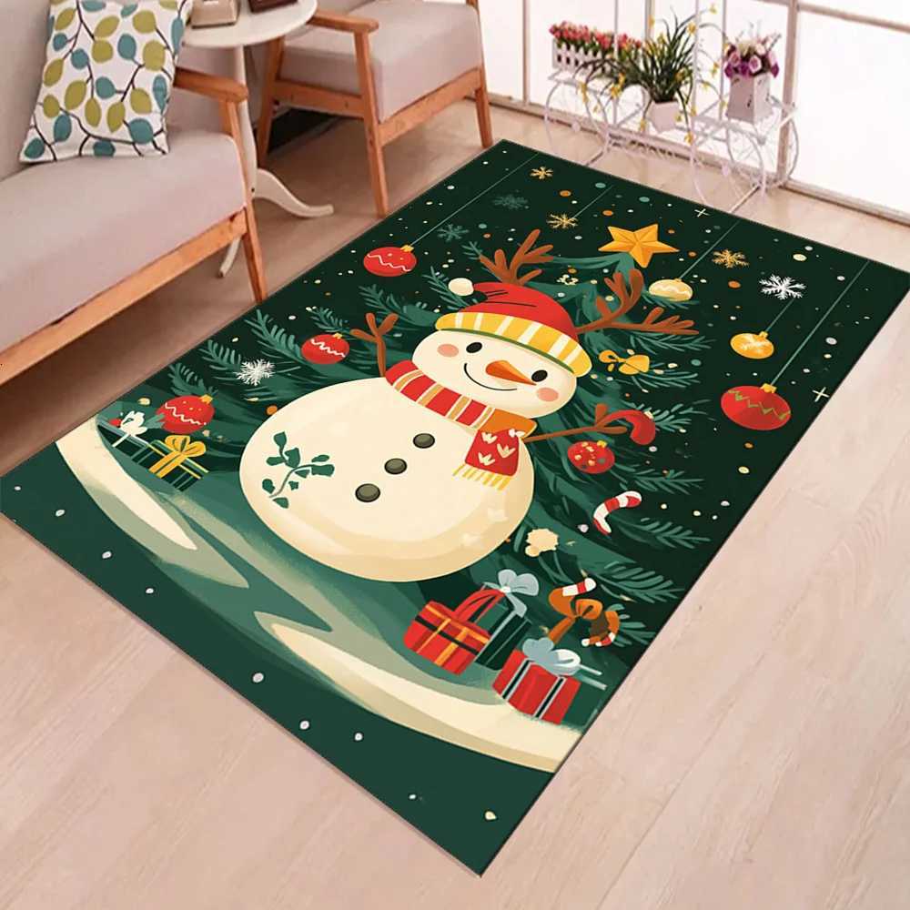 Snowman Christmas Area Rug Polyester Velvet Carpet Mat Large Size Thick Household Decorative Rug for Bedroom KitchenM251117