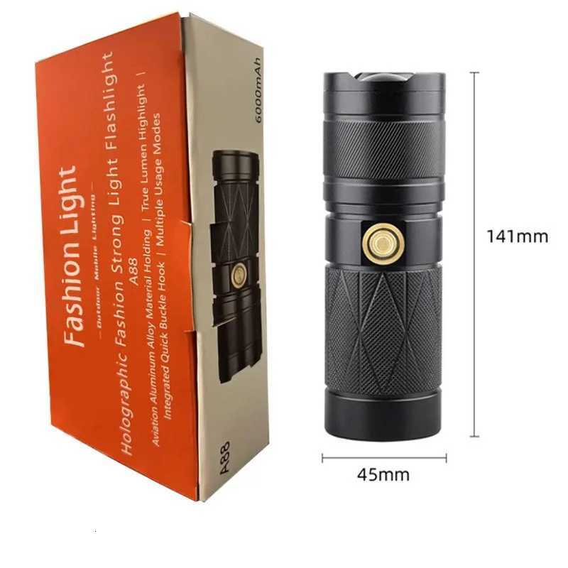 Aluminum Alloy Zoom Flashlight Ultra-Long Battery Life with LED on the Tail High Battery Life Portable Suitable for Outdoor M251117