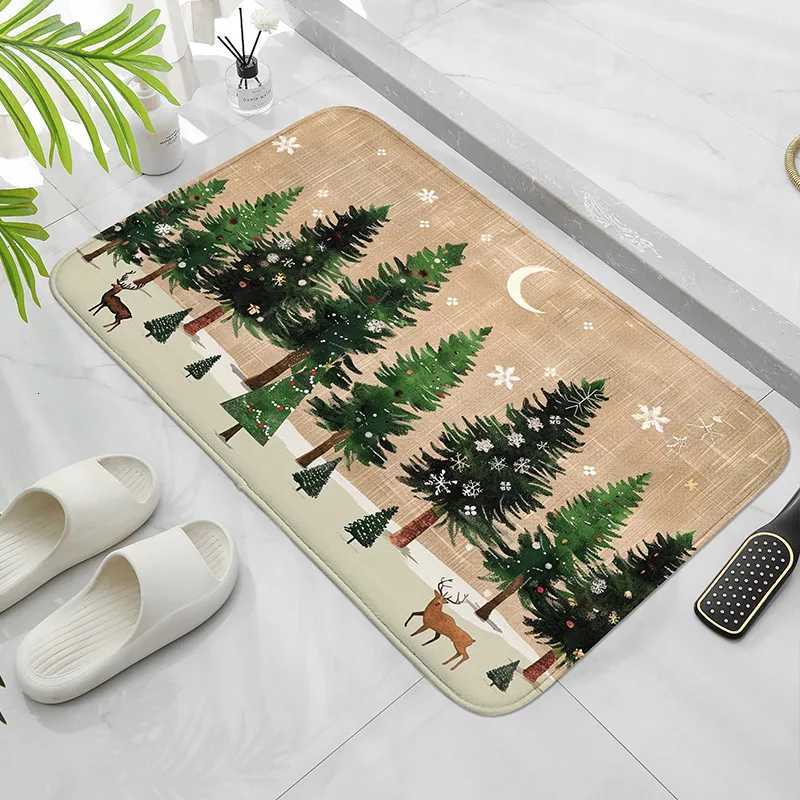 Christmas Tree Pattern Welcome Door Mat - Machine Washable Absorbent Floor MatLiving RoomKitchenHoliday Home DecorationCarpetM251117
