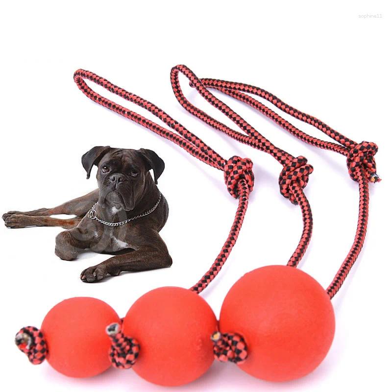 Update Indestructible Dog Ball Pet Training Toy Puppy Tug Balls Toys Chew Solid Rubber With Rope