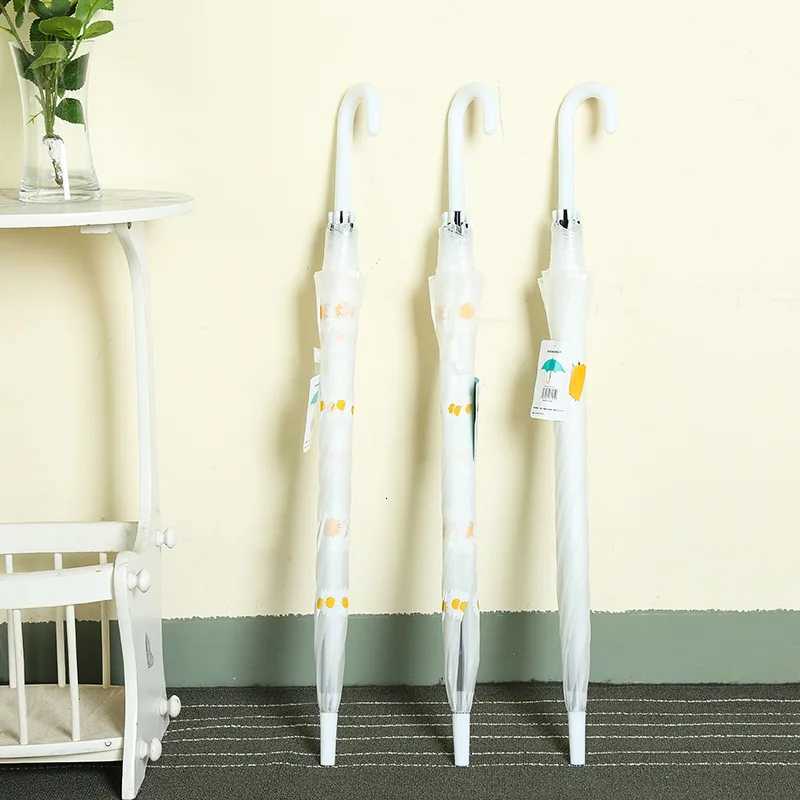 Transparent Daisy Long Handle Umbrella Super Light Flower Printing Umbrella 8 Bone Semi-Automatic Umbrellas for Women Kids C251117