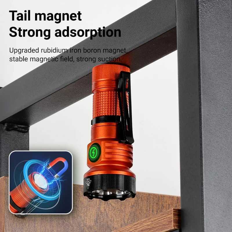 7xLED High Bright White/Red/Green/Blue/365nm UV Light Mini Flashlight USB Rechargeable Hiking Fishing Camping Magnet Work Torch M251117