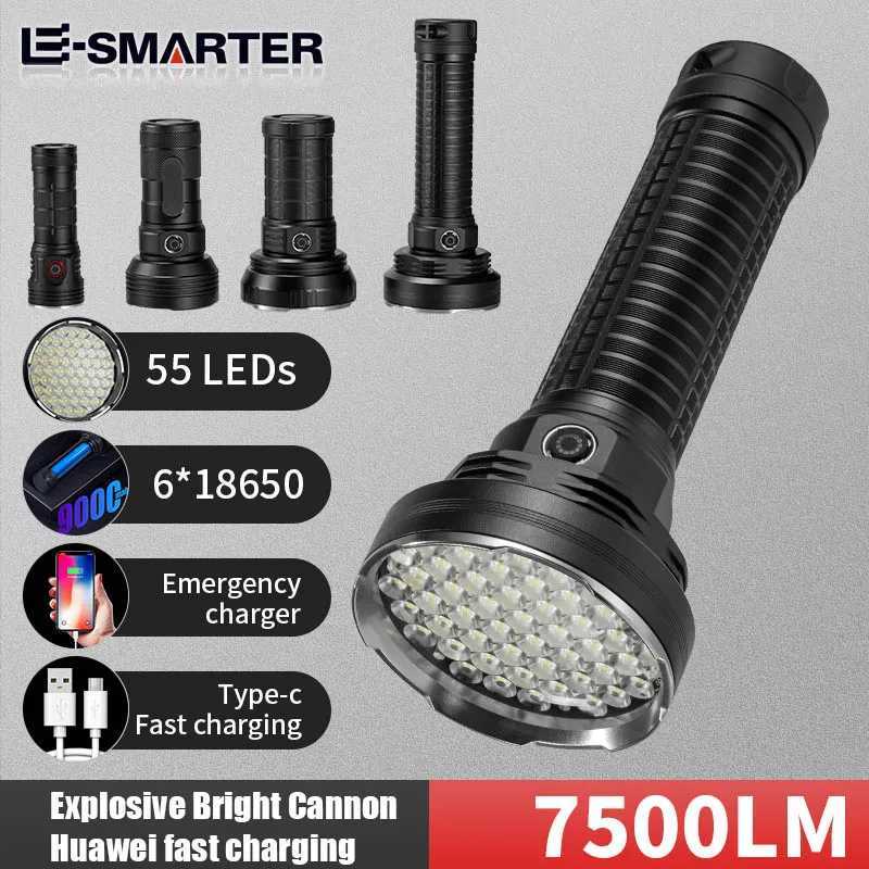 8LED/31LED/55LED High Bright Strong LED Flashlight Powerful 7500lm Tactical Torch Rechargeable Camping Fishing Hunting Lantern M251117