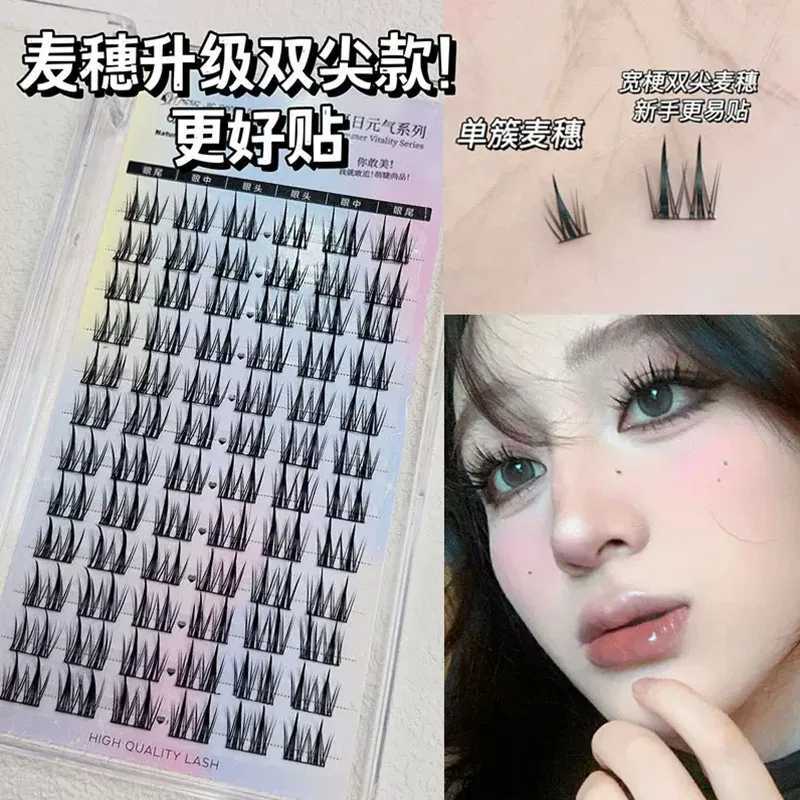 Double Pointed Wheat False Eyelashes Natural Slender Thick Little Devil Hard Stem Single Cluster Grafting Lash 10-13mmT251117