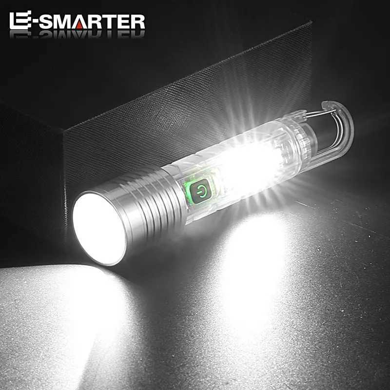 Portable Strong LED EDC Flashlight Mini Keychain Rechargeable Zoom Torch Long Range Outdoor Camping Lantern With Magnetic M251117