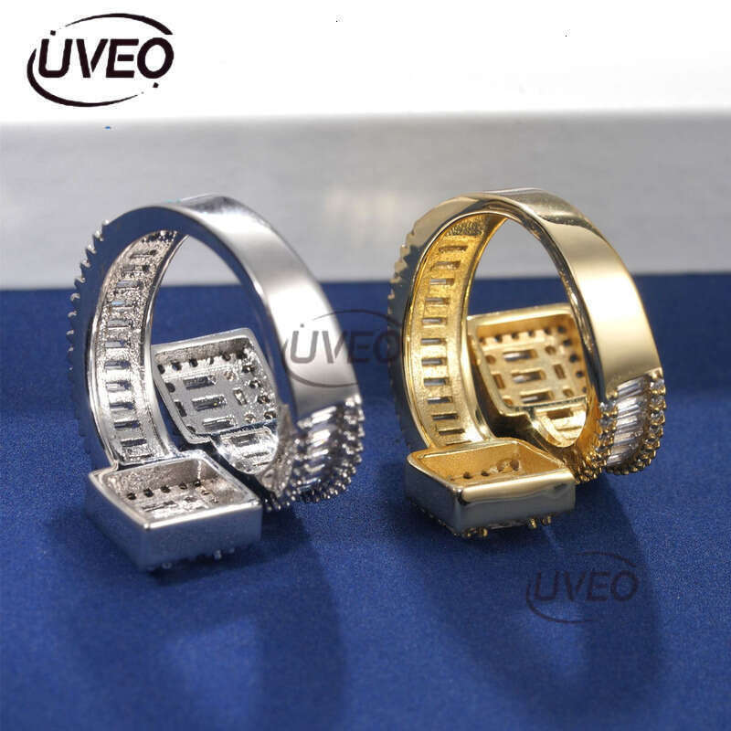 Jewelry 925 Iced Out Gold Moissanite Ring VVS Hip Hop Pass Dias Tester Sterling Silver Fashion