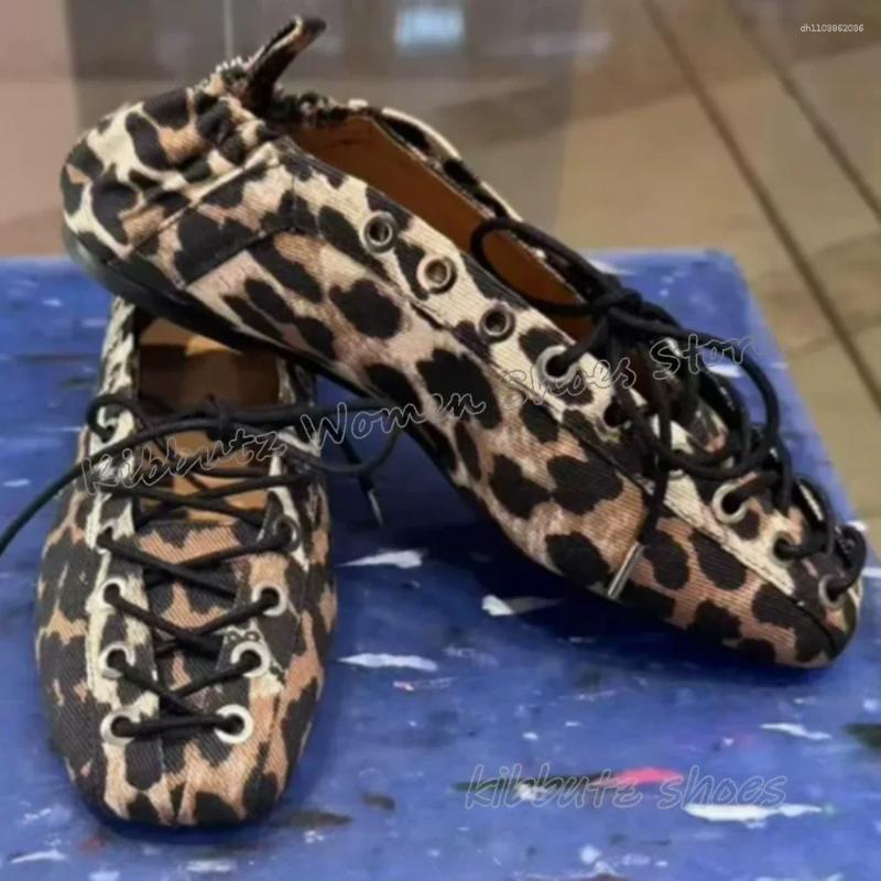 Dress Shoes Lace-Up Ballet Pumps Genuine Leather Solid Color New Fashion Elegant Hot Concise Sexy Party Women Square Toe Flat With