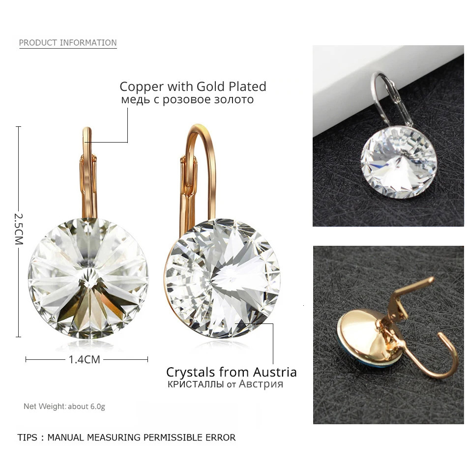 Trendy Crystals from Austria Elements Women Bella Drop Earring For Christmas Wedding Silver Color Round Dangle Piercing Bijoux 250417