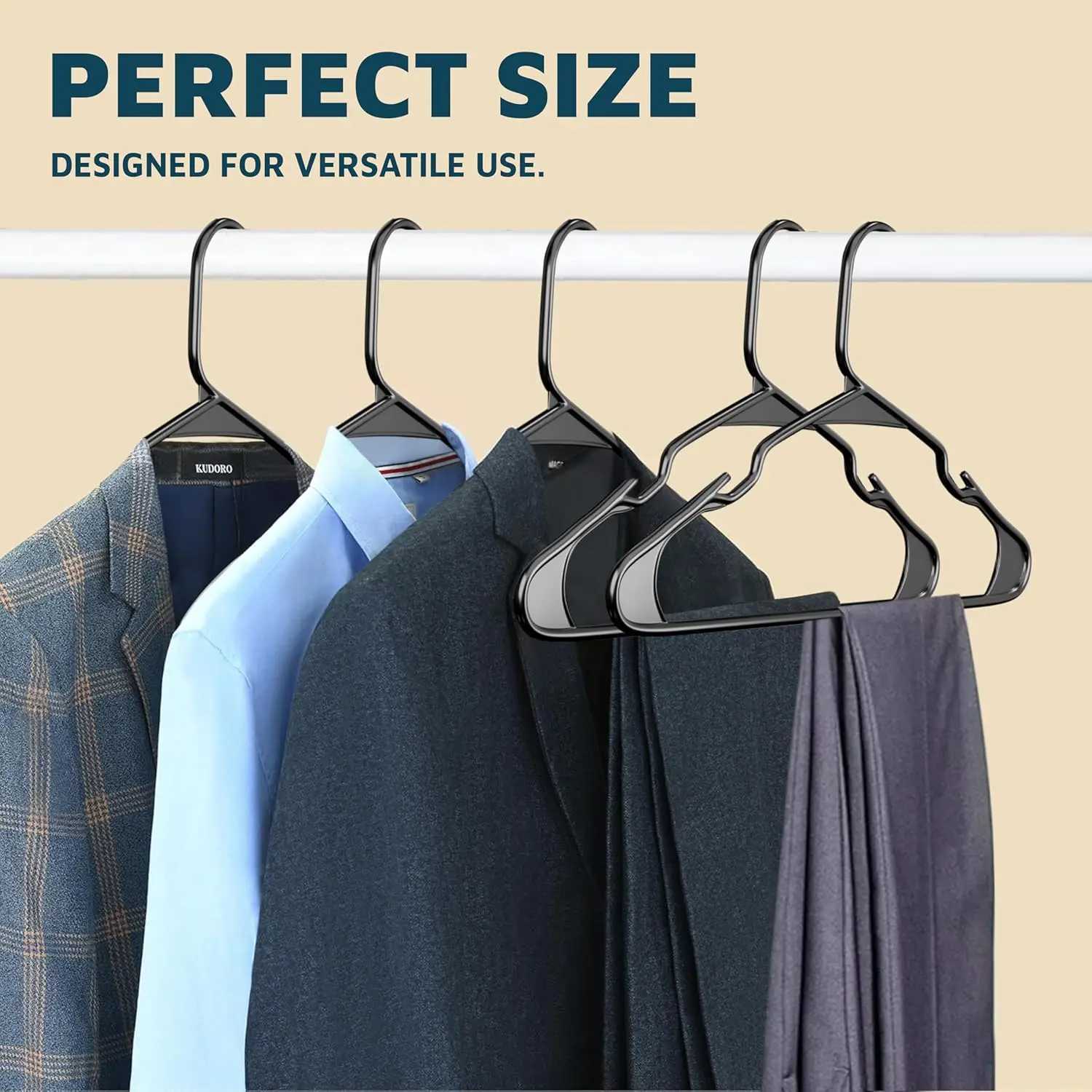 Heavy Duty Plastic Hangers 5-Pack Black - Non-Slip Space Saving Clothes Hangers for Dresses Coats Holds 5 lbs C251117