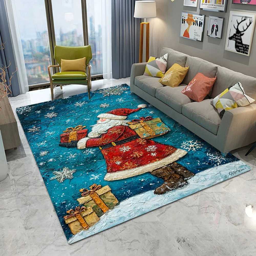 Christmas Tree Santa Claus Carpet Living Room Sofa Bedroom Study Kitchen Entrance Door Mat Non-slip Cute Cartoon Home Decor RugM251117