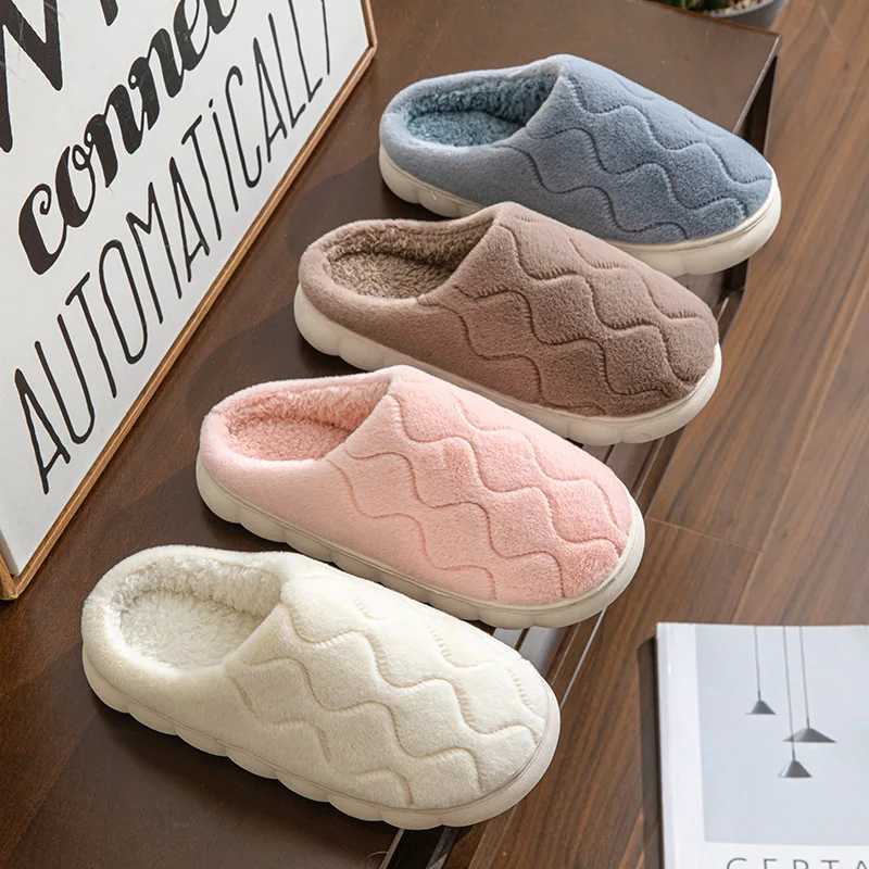 2025 Autumn Winter Short Plush Warm Womens Cotton Slippers - Cozy Non-Slip Indoor House Shoes for Couples Soft with Thick Sole H251117