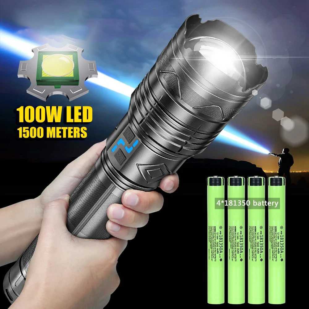 Most Powerful GT60 LED Flashlight Long-range Lighting Long Endurance Powerful Torch Type-C Charging Tactical Camping Lantern M251117
