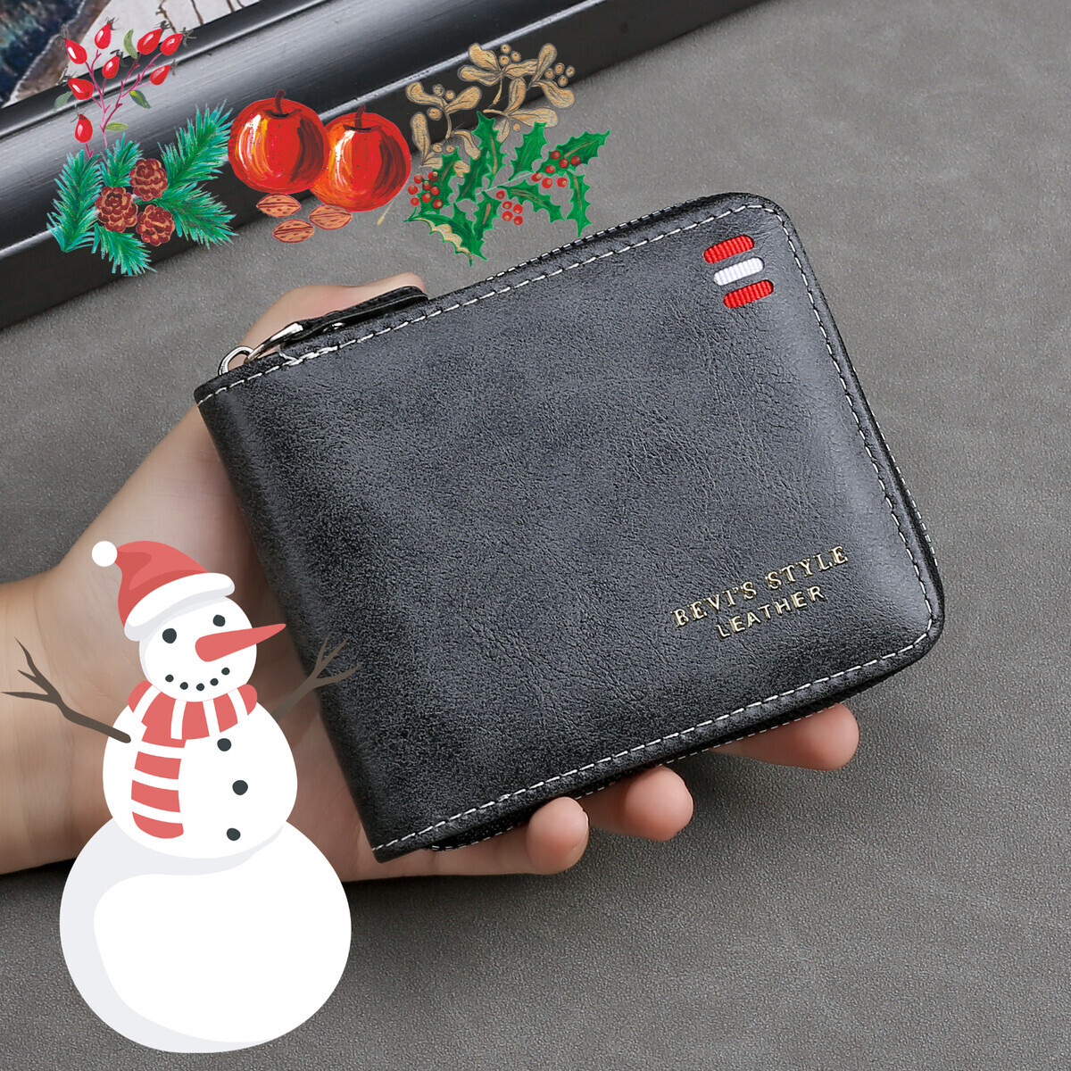Christmas luxury gift fashionable square bag coin wallet retro zipper short classic men's handsome wallet British style designer wallet