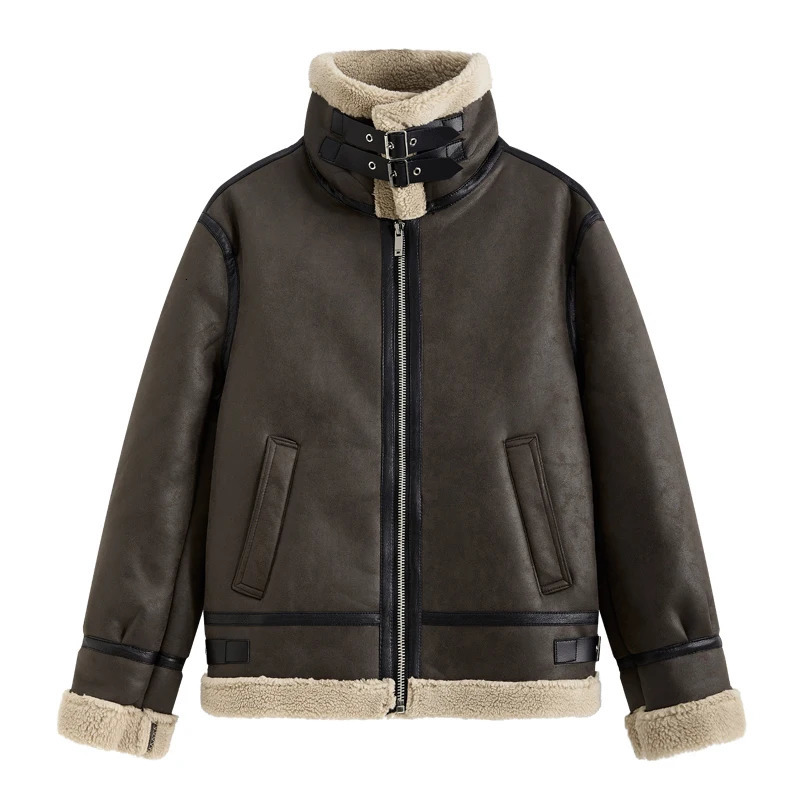 Fur Lamb Wool Leather Coat Thickened Warm PU Leather Coat Mens Warm Cashmere Coat Leather Jackets MENS 251114 - view 4