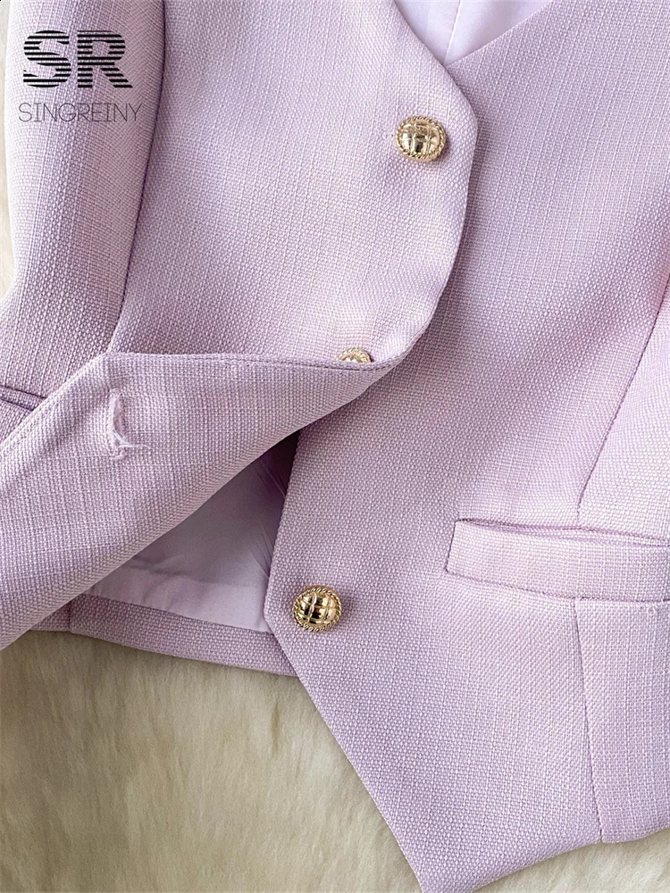 SINGREENY France 2piece Womens Summer Single Chest Basic Tank TopZipper n Wrinkle Tight Clothes Womens Fashion 2piece Set 250414Z