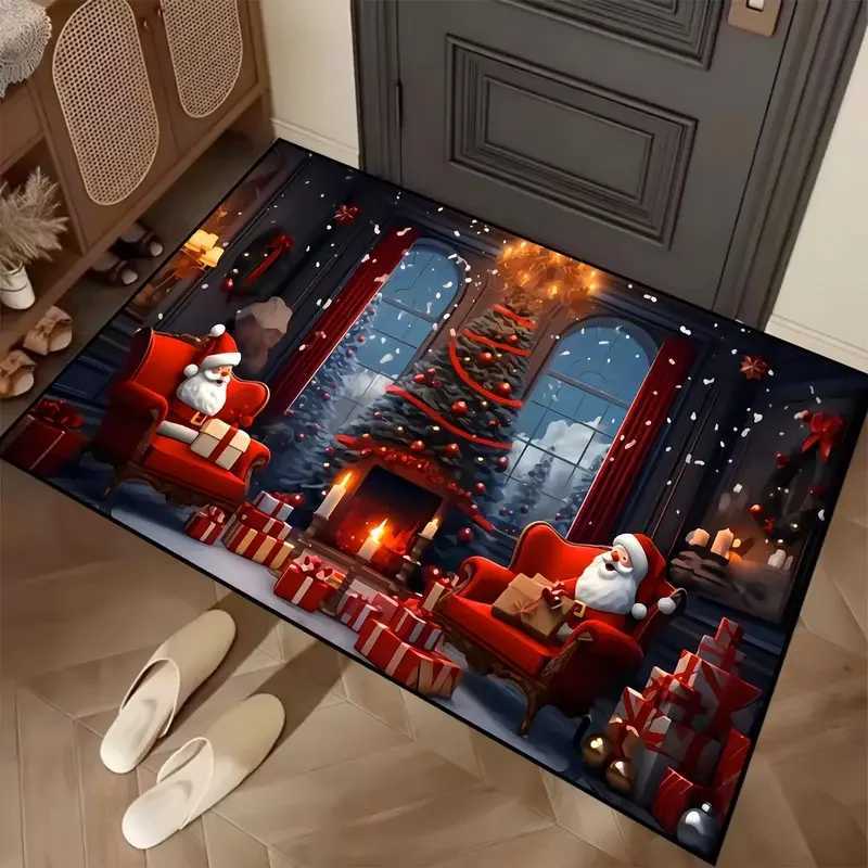 VIKAMA Christmas Santa Claus Non-slip Soft Floor Mat for Floors Doors Living Room Laundry Area and Bathroom AbsorbentM251117