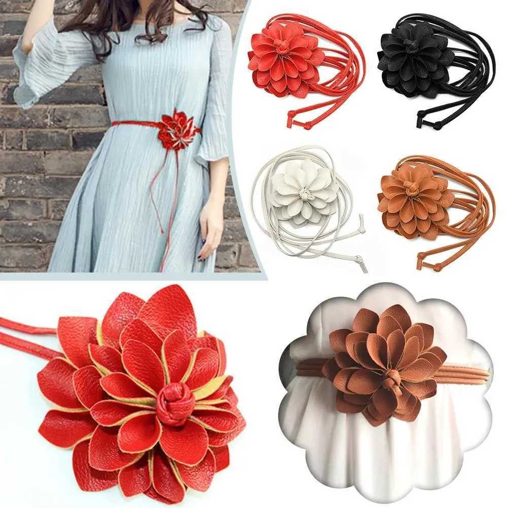 Flower waist chain womens flower decoration luxury rope belt womens waist belt waist belt woven tie Bohemian beltXJ250417
