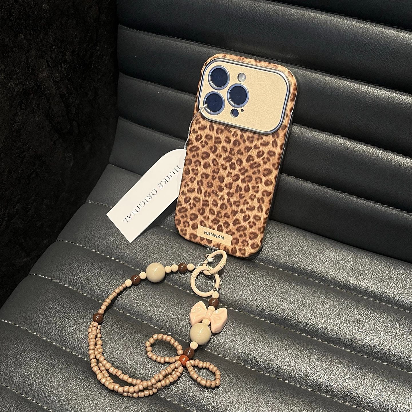 Brown Leopard Print Phone Case Compatible with iPhone 17/16 Pro Max Autumn Winter INS 3D Rabbit Protective Case iPhone 15 for Women