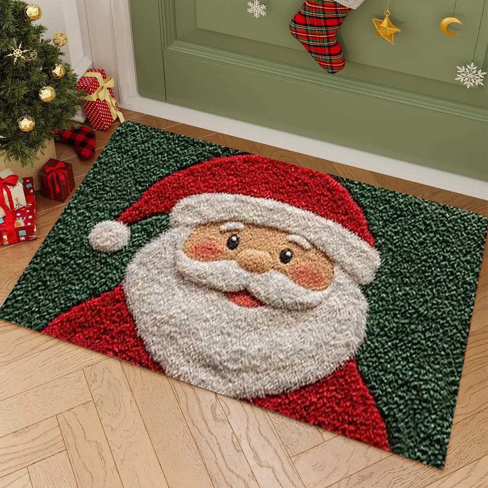 Christmas Bath Mat 80x50cm Santa Claus Anti-Slip Bathroom Rug with Fast Drying Washable for Holiday Home DecorM251117