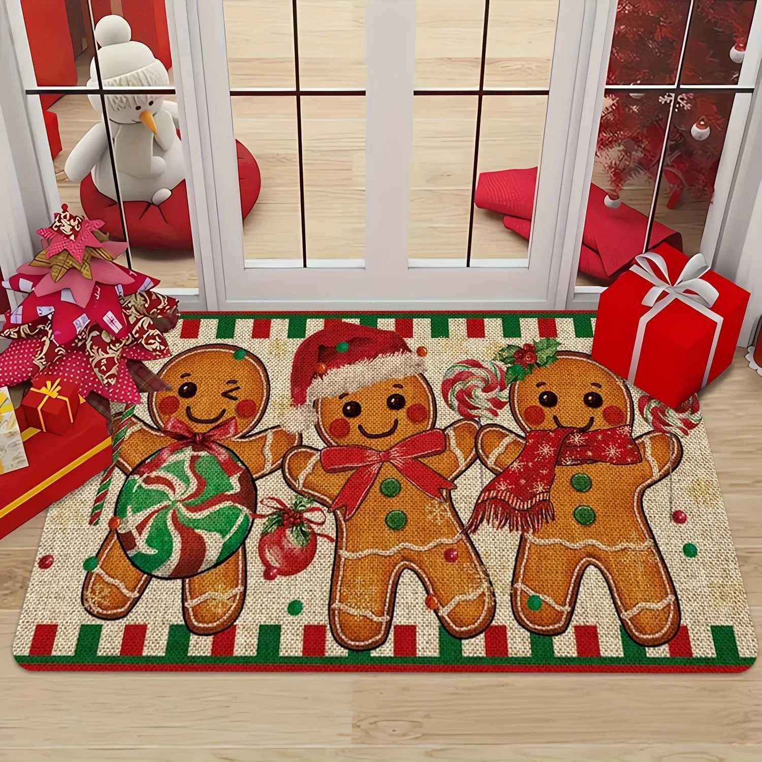 VIKAMA Christmas Carpet Gingerbread Man Doormat Soft Welcome Carpet Living Room Carpet Rug For Bedroom Outdoor Carpet Home DecorM251117
