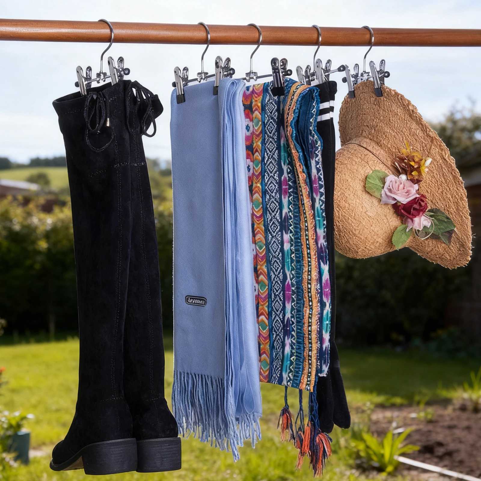 Double Adjustable Clips Boots HangersSpace Saving Boots Socks Bags Hanging Clips Boot Holder Boot OrganizerSet of 10 C251117