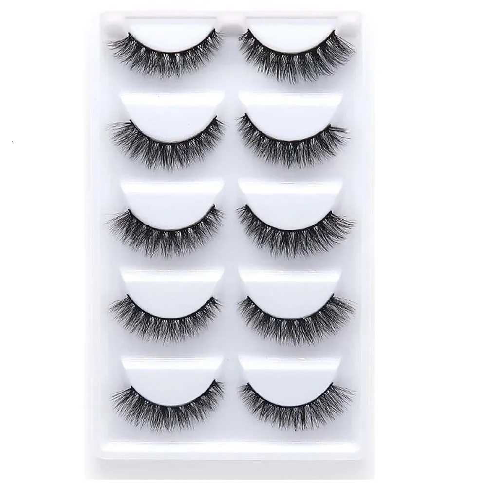 AMSNCN NEW 5Pair 100 Real 3D Mink Lashes Soft Natural False Eyelashes Makeup Long Eye Lashes Eyelash Extension ciliosH13miniT251117