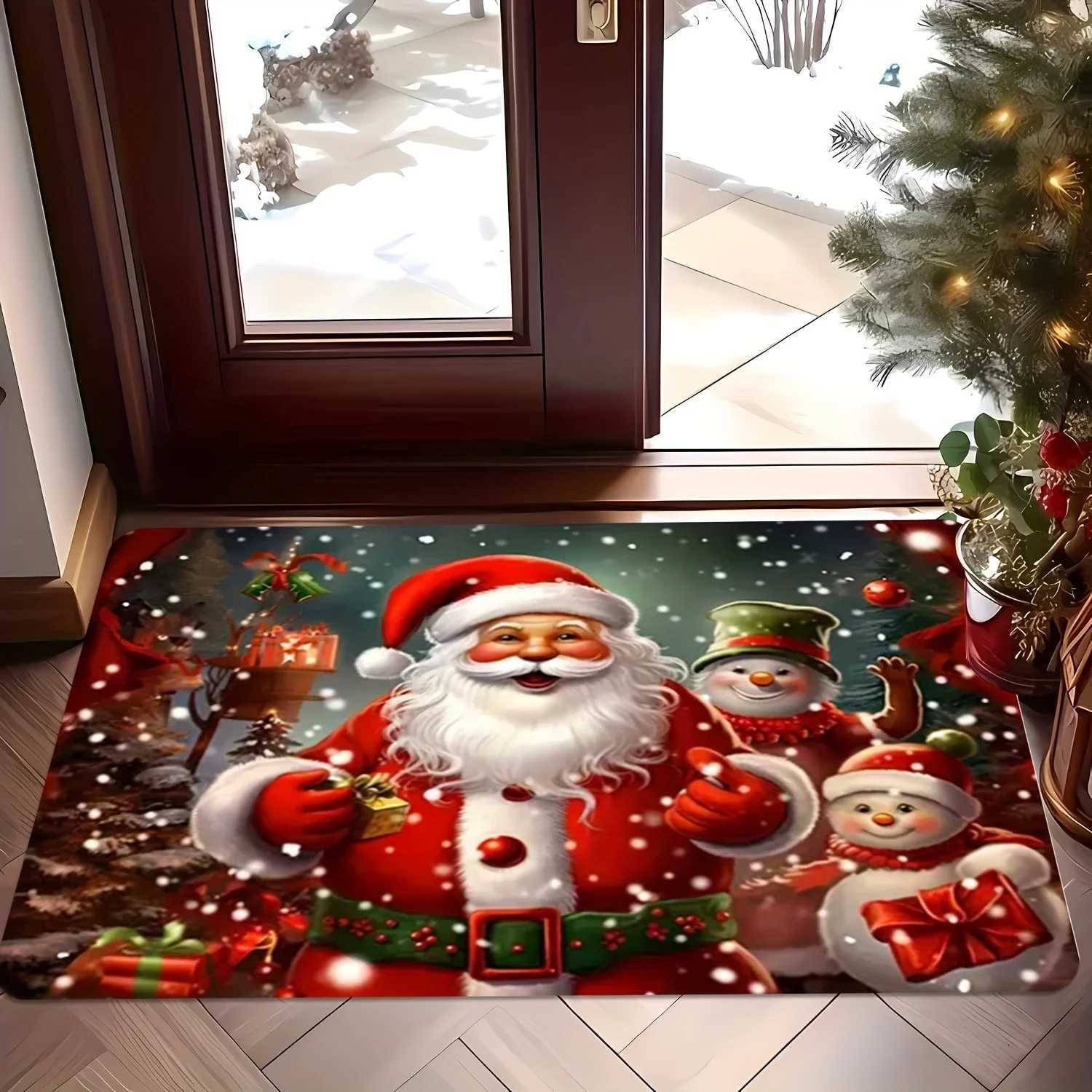 Christmas Tree Letter Large Doormat Premium Flannel Machine Washable Non-Slip Rug for Indoor Outdoor Multi-Room DecorM251117