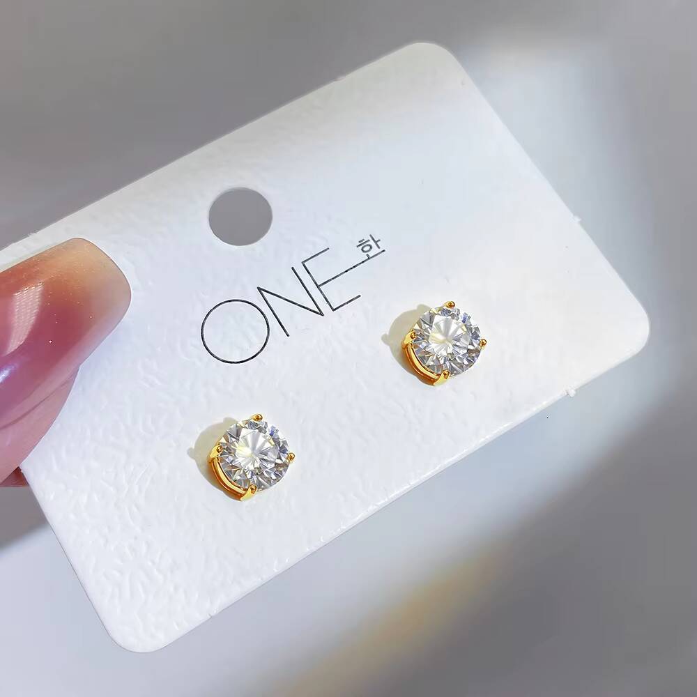 Womens 4mm 5mm 6mm 925 Sterling Silver Moissanite Stud Screw Back Earrings Fine Jewelry in Stock