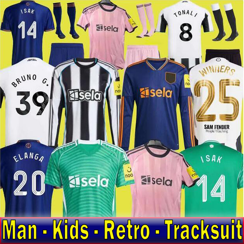 newcastle 25 26 TONALI NEWCASTL E soccer jerseys BLACK Kids ELANGA BARNES BRUNO G. Gordon newcastle Football Shirt Home Away Botman fans WINNERS TRAIN...
