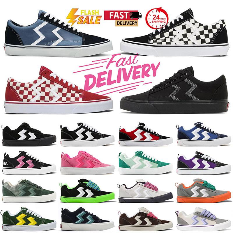 luxury brand designer casual shoes vanssneakers vanes knu skool low classic sneakers for women men triple black red green yellow hot pink navy white outdoor trainers