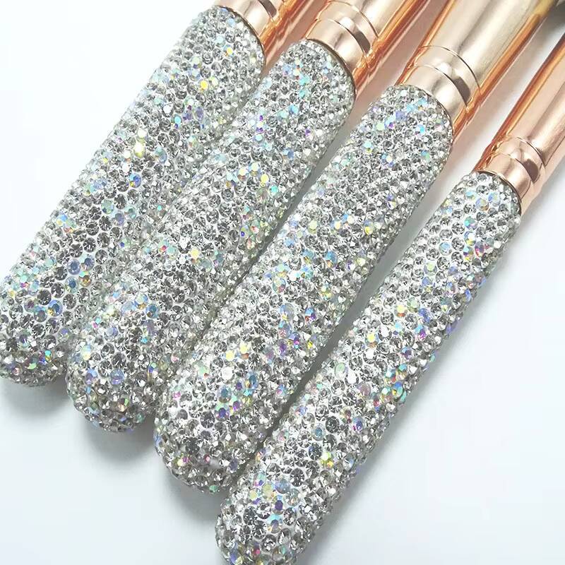High End Cosmetics Beauty Tool Spa Headband Makeup Sponges Diamond Bling Rhinestone Makeup Brushes Set With Gift Box
