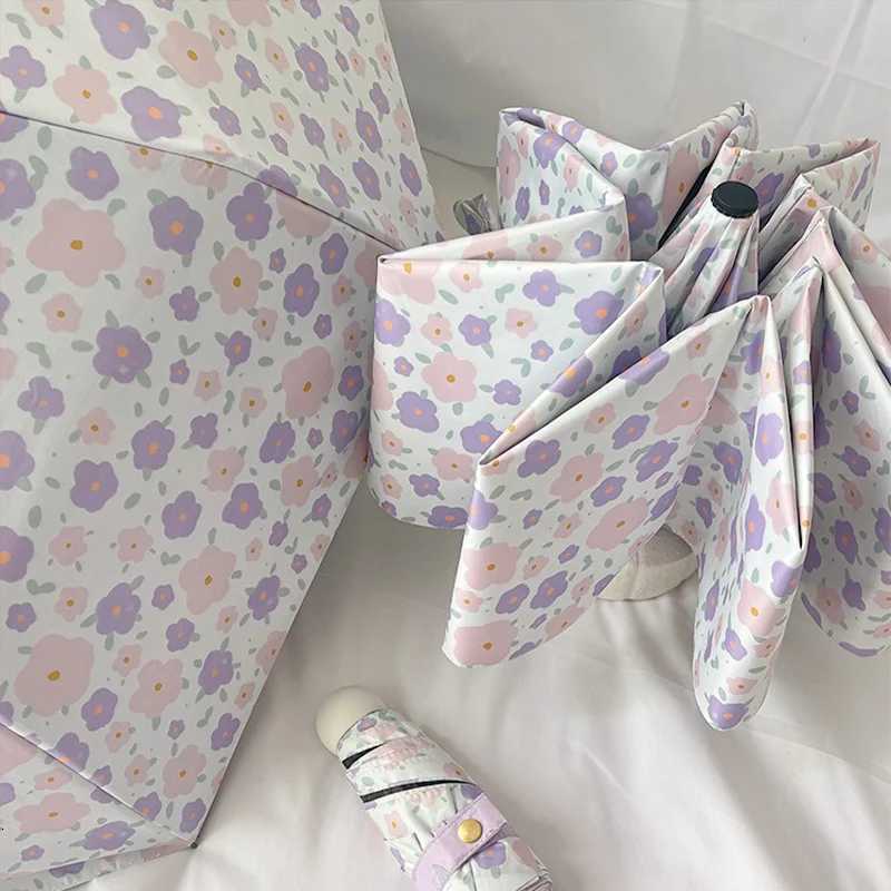 Little Purple Flower Umbrella Womens Dual-purpose Sun Umbrella Sun Protection UV Protection Ultra light Compact Sun Umbrella C251117
