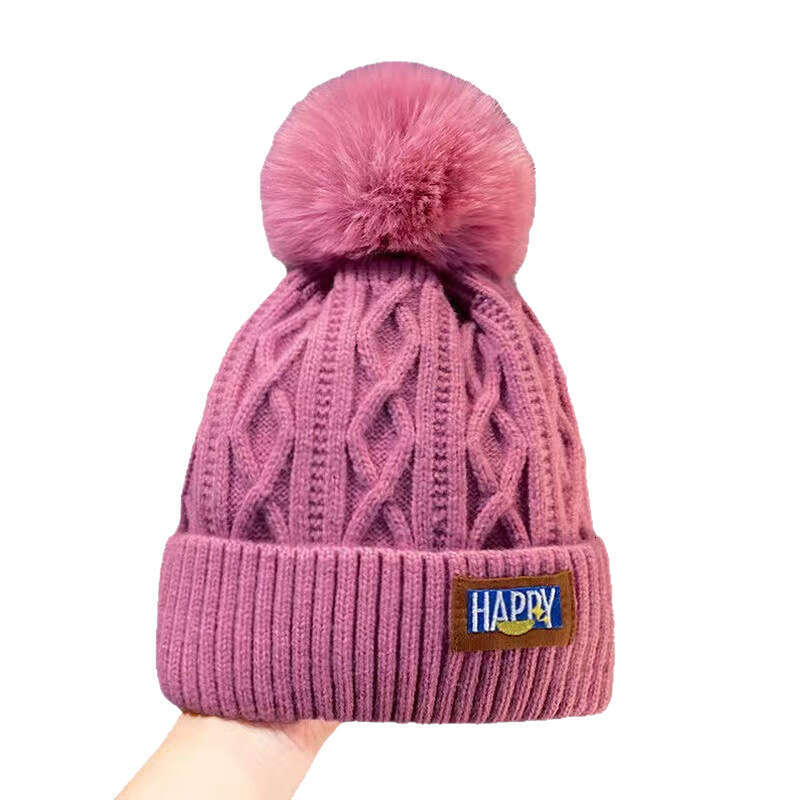Fashionable and Warm Winter New Knitted Hat with Thick Warm Cover, Solid Color and Sweet Knitted Hat