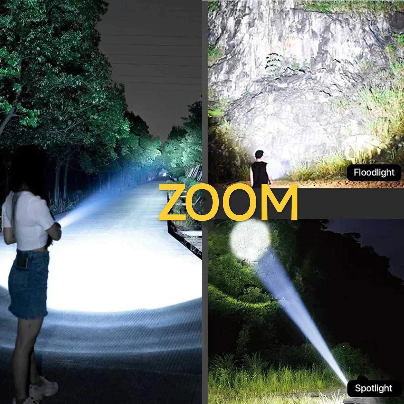 TYPE-C Rechargeable LED Flashlight Most Powerful Flashlight Waterproof Portable Handheld Torch Camping Hiking Emergency Lamp M251117